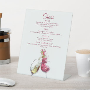 Signe De Table Tchin Vin Rouge Blanc Couple de Danseurs Mariage
