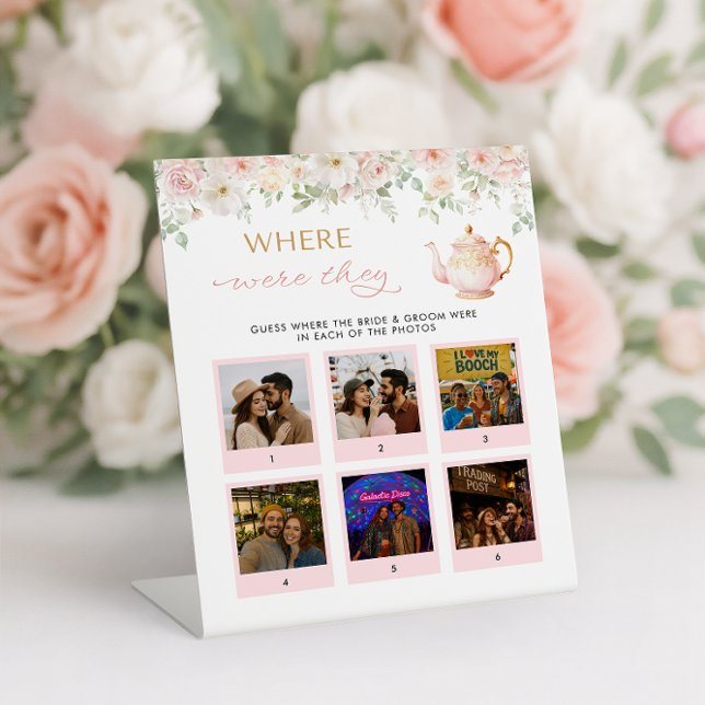 Signe De Table Tea Party Bridal Shower Where Were They (Tea Party Bridal Shower Where Were They Pedestal Sign)