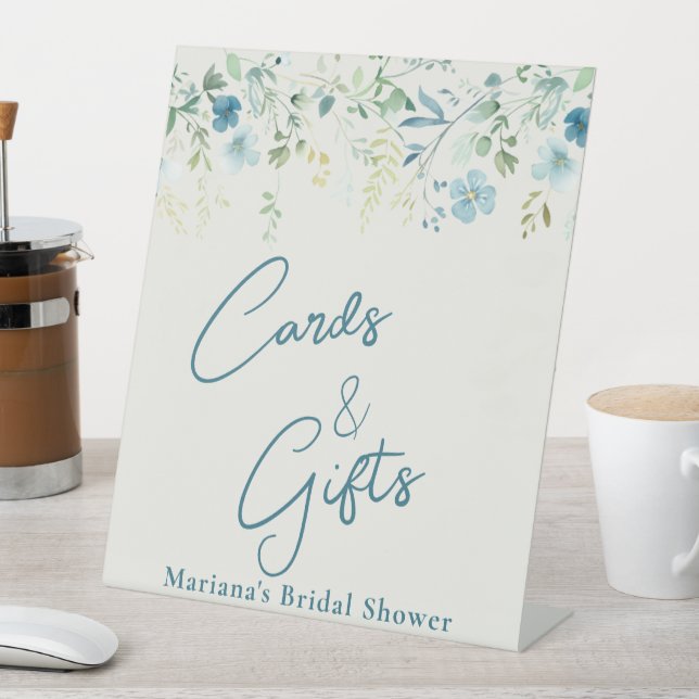 Signe De Table Teal Green Floral Ivory Bridal Shower Cards Gifts (In SItu)