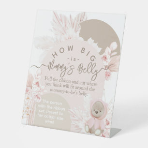 Signe De Table Teddy Bear Boho Girl Baby shower deviner le ventre