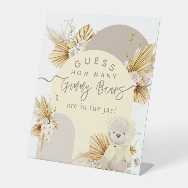 Signe De Table Teddy Bear Boho Girl Baby shower Gummy ours jeu (Recto)