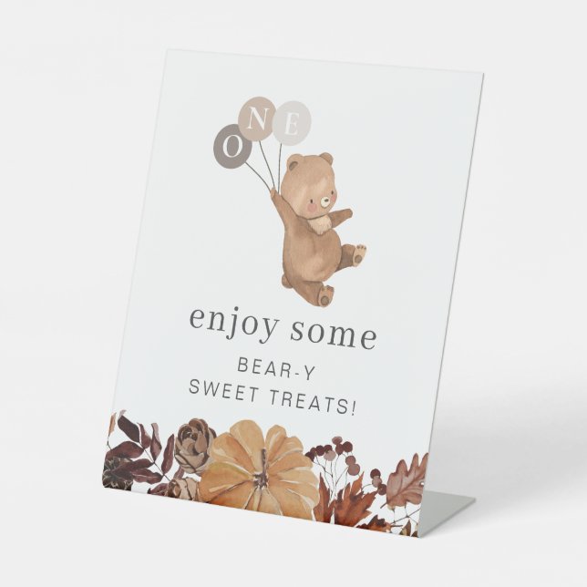 Signe De Table Teddy Bear Citrouille - 1er Anniversaire - Soins s (Recto)