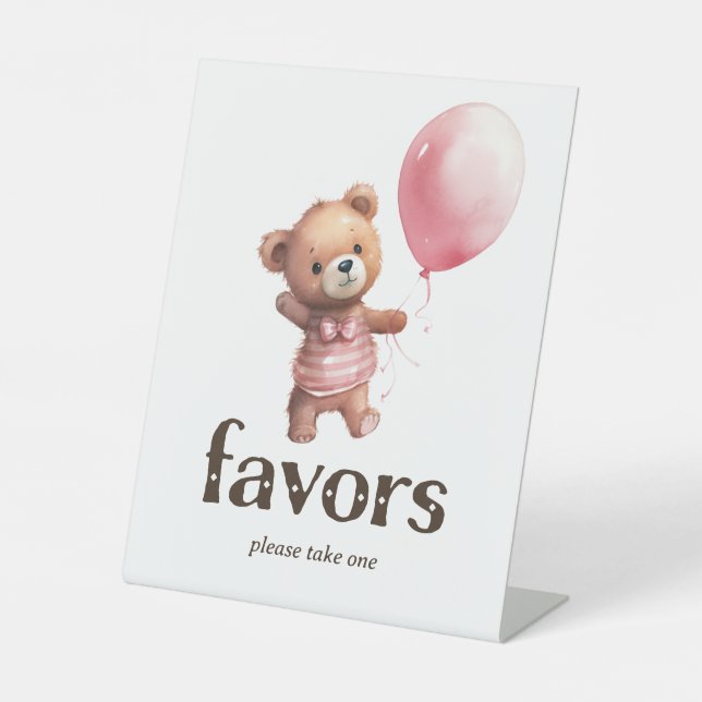 Signe De Table Teddy Bear Girl Baby shower Faveurs (Recto)