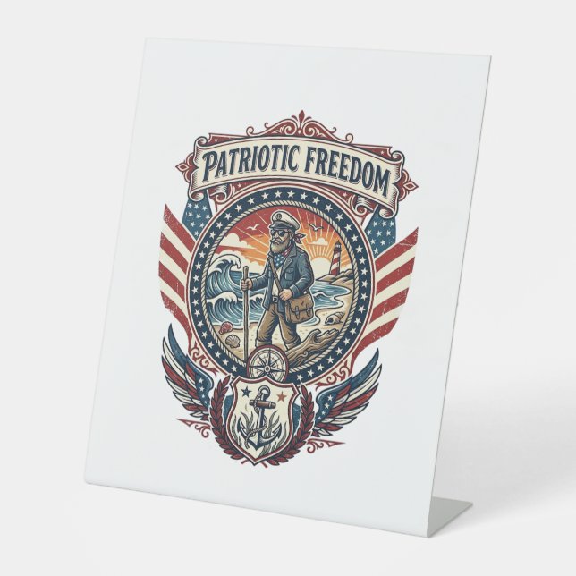 Signe De Table Tee-shirt graphique vectoriel Patriotic Beachcombe (Recto)