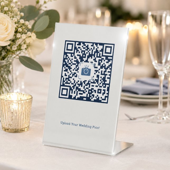Signe De Table Téléchargement de photos par code QR pour mariage  (Créateur téléchargé)