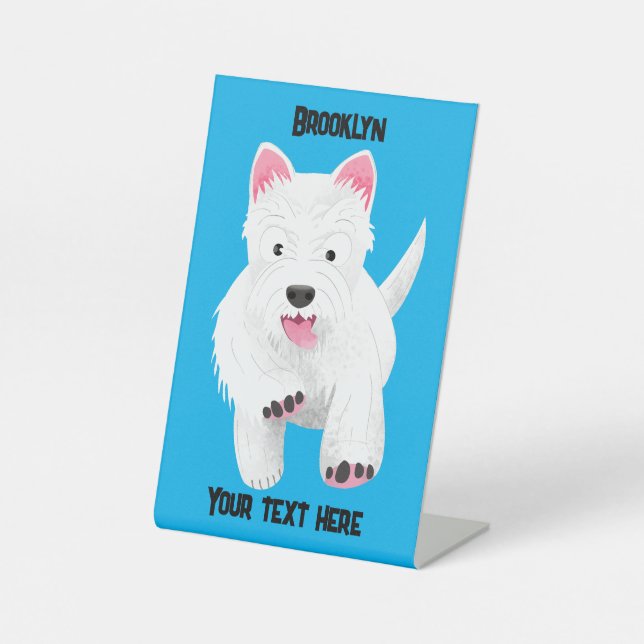 Signe De Table Tendre cartoon de west highland terrier blanc (Recto)