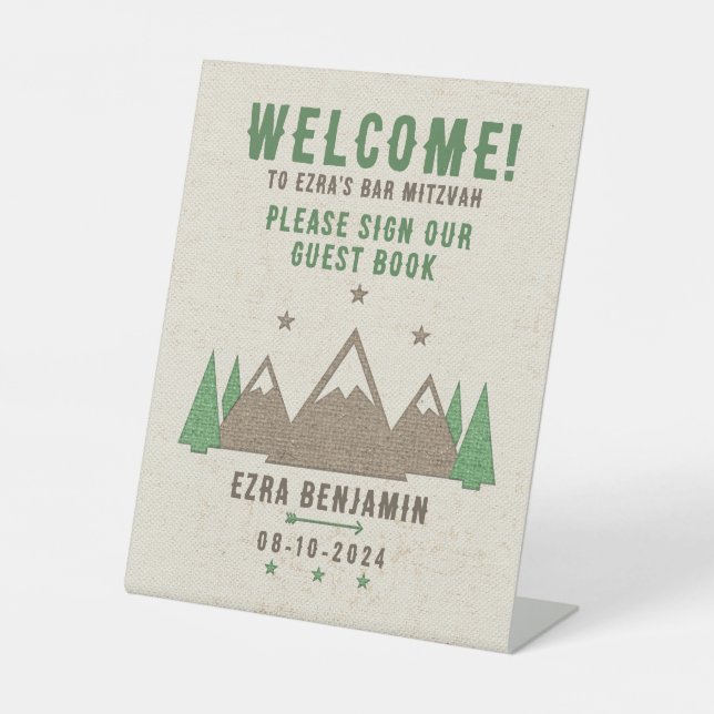 Signe De Table Tente Canvas Camping Bar Mitzvah Bienvenue (Recto)