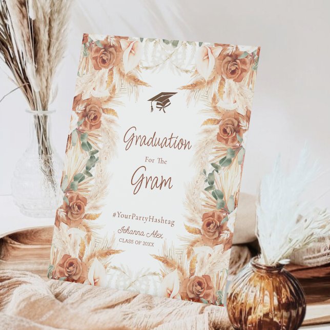 Signe De Table Teracotta Boho Graduation Hashtag (Créateur téléchargé)