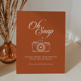Signe De Table Terracotta Calligraphie Oh Snap Hashtag de Mariage