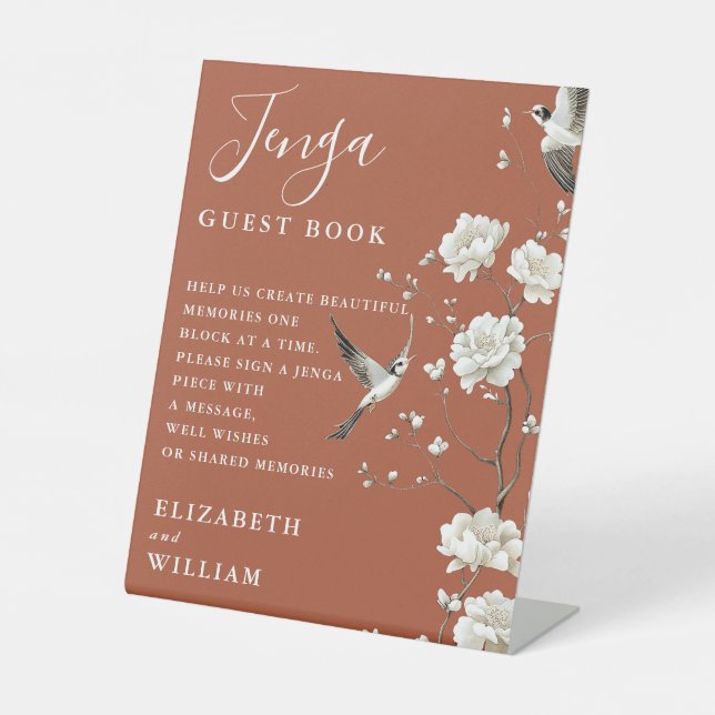 Signe De Table Terracotta Chinoiserie Jenga Mariage du livre d'or (Recto)