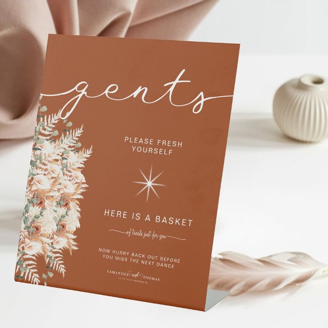 Signe De Table Terracotta Gents Salle de bain Panier Élégant Mari (Créateur téléchargé)