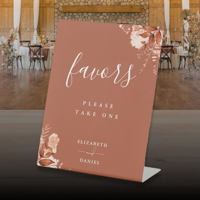 Signe De Table Terracotta Rustique Floral Automne Les Favoris Tab (Terracotta Rustic Floral Autumn Fall Favors Table Pedestal Sign)