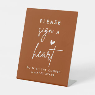 Signe De Table Terracotta S'il vous plaît signer un coeur livre d