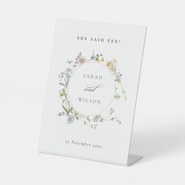 Signe De Table Terrain Floral De Pré Rustique Elle A Dit Oui (Recto)