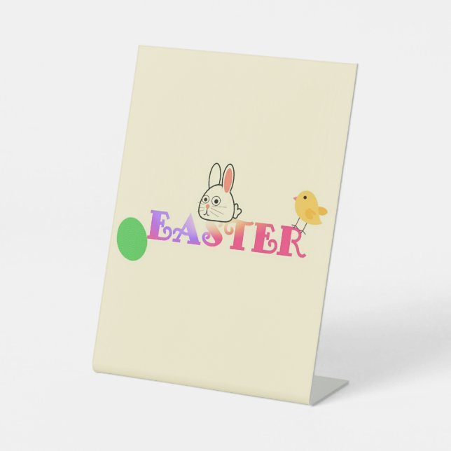 Signe De Table Texte, lapin et chic thème de Pâques (Recto)