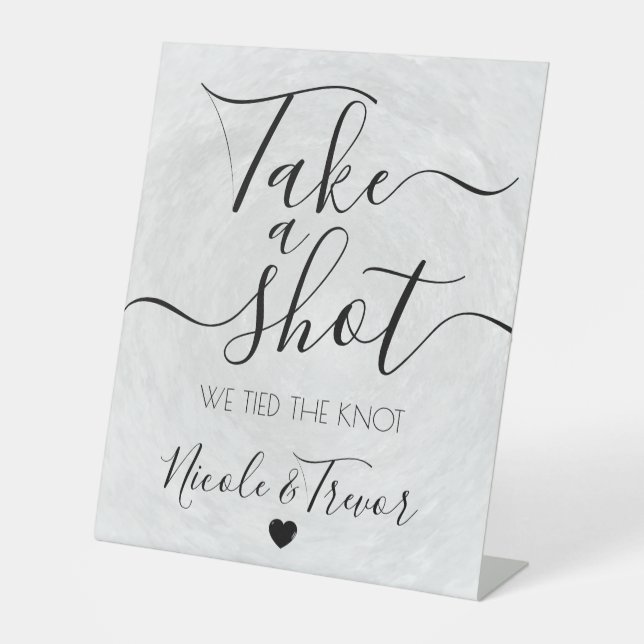 Signe De Table Texture gris calligraphie mariage prends un verre (Recto)