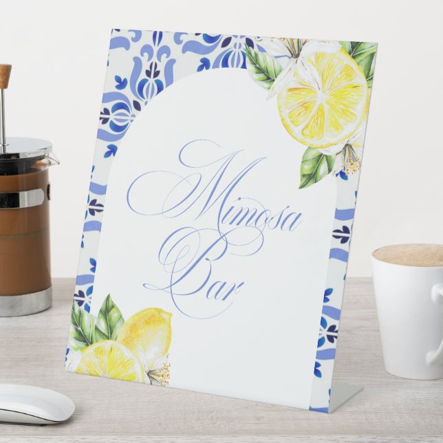 Signe De Table That's Amore Lemon Italian Blue Tile Bridal Shower (In SItu)