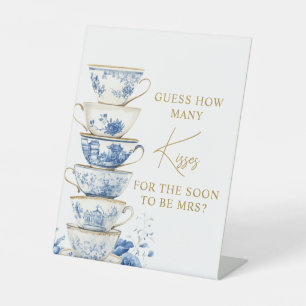 Signe De Table Thé de mariage en bleu chinoiserie Combien de bais