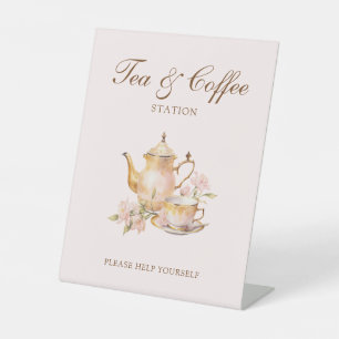 Signe De Table Thé Élevé Rose Pastel Mariage Thé & Café