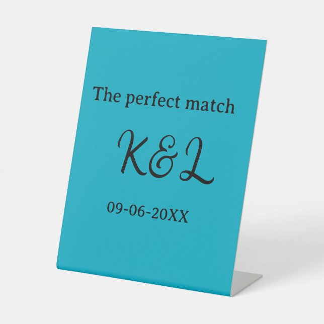 Signe De Table The perfect match couple name letter date blue sim (Recto)