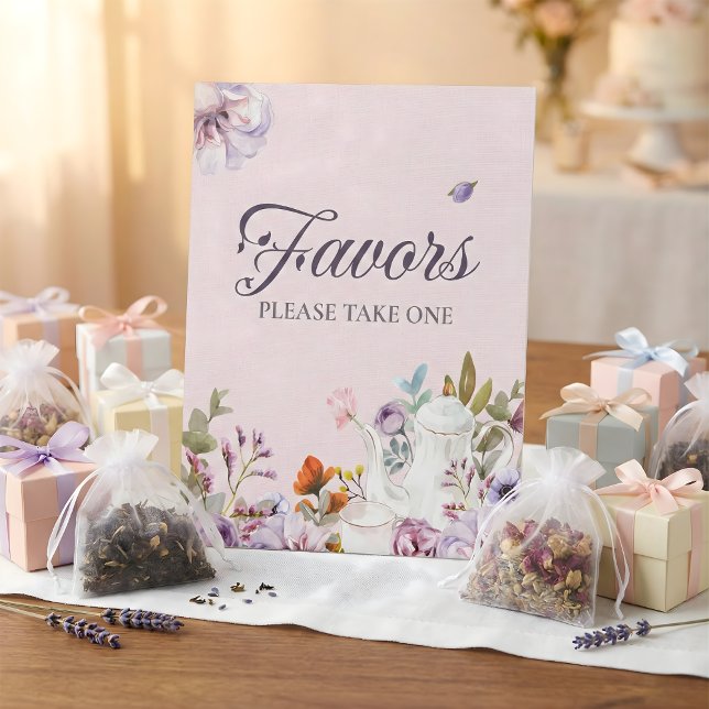 Signe De Table Thé rose Fête des mariées à thème Favoriser (Bridal Shower Favors Blush Floral Tea Party)