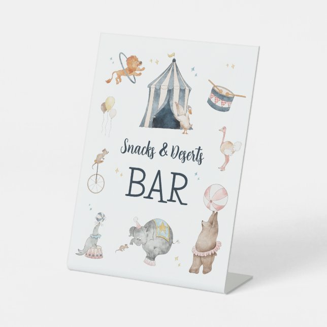 Signe De Table Thème d'anniversaire 1 an Fête de Cirque (Recto)