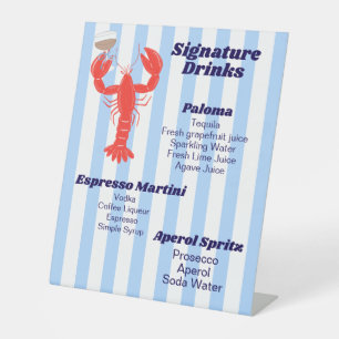 Signe De Table Thème de homard Cocktail Signal piédestal