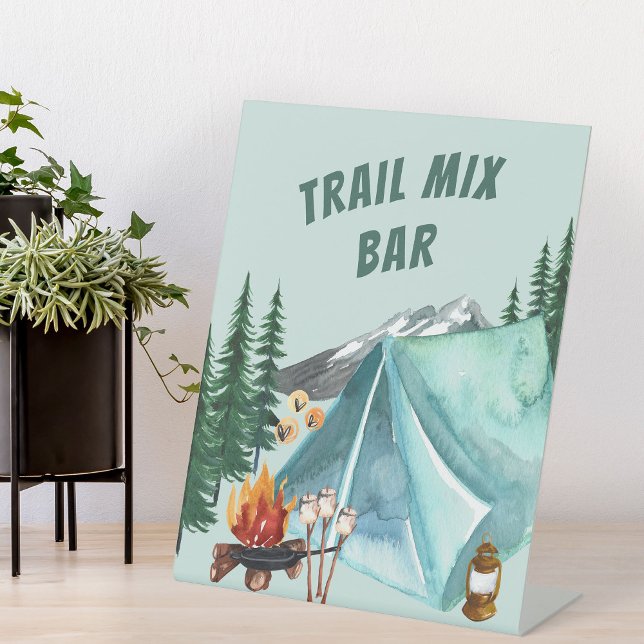 Signe De Table Thème du camping Editable Party Food Bar Station (Trail Mix Bar sign with camping theme)