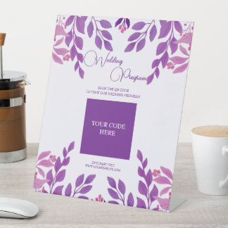 Signe De Table Thème Mariage Feuille violet