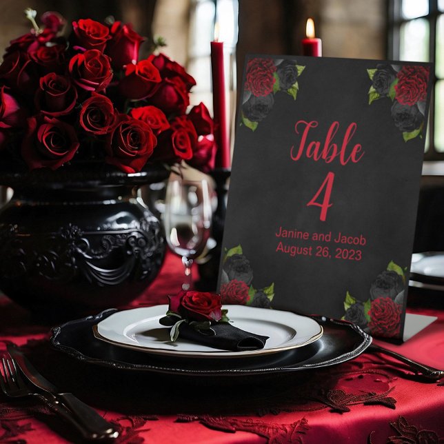 Signe De Table Til Death Do Us Part Gothique Rouge Rose Numéro de (Créateur téléchargé)