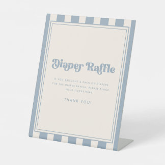 Signe De Table Tirage de couche moderne rayée bleue Baby Shower