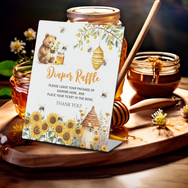 Signe De Table Tirage de Couches Bébé Abeille Miel Shower pour Bé (Créateur téléchargé)