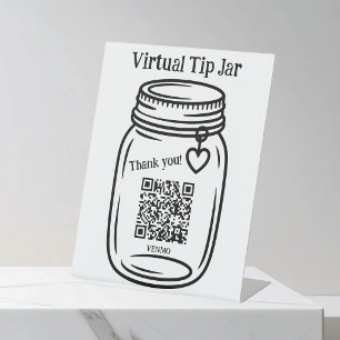 Signe De Table Tirelire Virtuelle, Scannez pour Donner Jarre en M