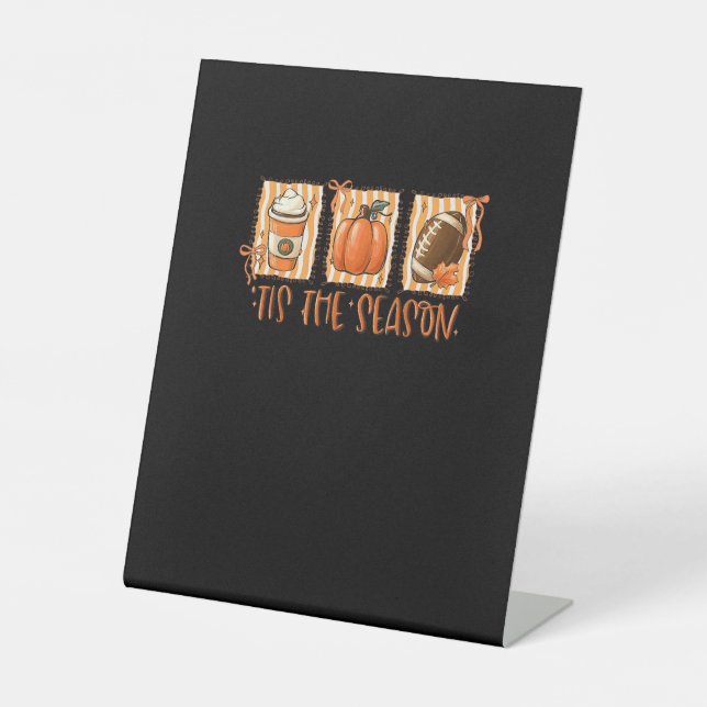 Signe De Table Tis The Season Pumpkin American Football Thanksgiv (Recto)