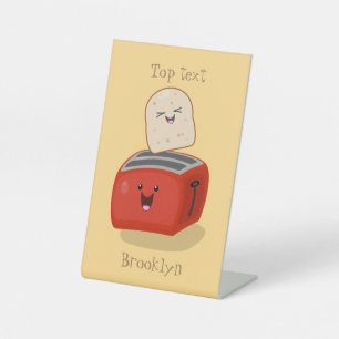 Signe De Table Toast de Cute kawaii et dessin animé de grille-pai