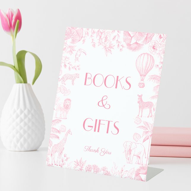 Signe De Table Toile rose de Jou Baby shower Livres et cadeaux (Créateur téléchargé)