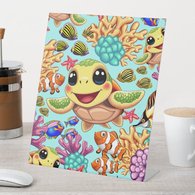 Signe De Table Tortue de mer Bébé joyeux et joli caractère Bumper (In SItu)