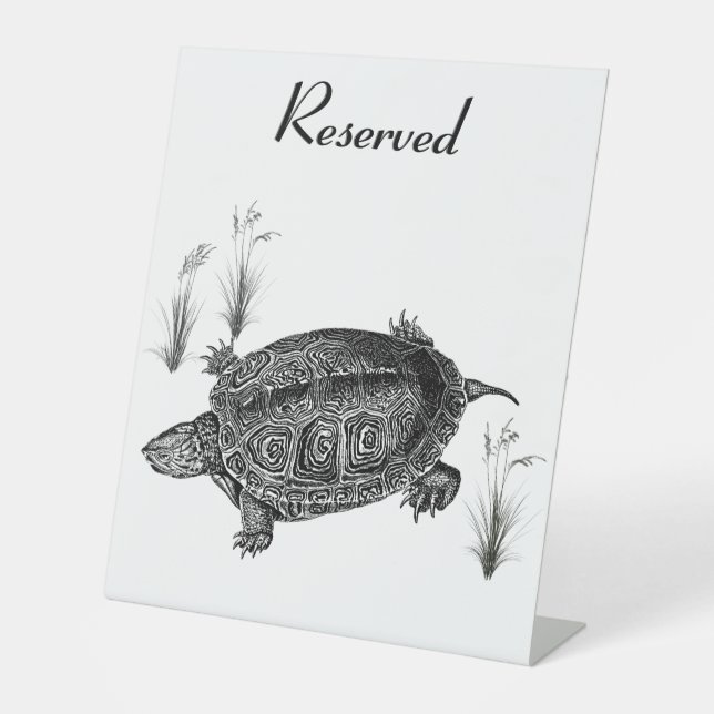 Signe De Table Tortue de mer noire et blanche (Recto)