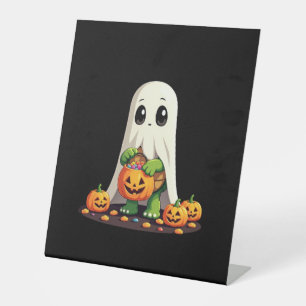 Signe De Table Tortue fantôme mignonne d'Halloween avec des bonbo