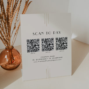 Signe De Table Toujours Ivory Black Business Code QR Scan Pour Pa