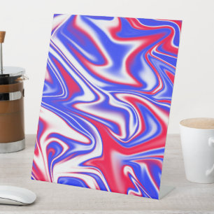 Signe De Table Tourbillon Patriotique : Marbre Rouge Blanc et Bl