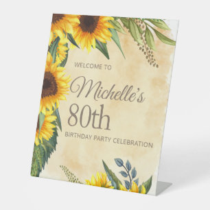 Signe De Table Tournesols Jaunes Rustiques 80e Anniversaire