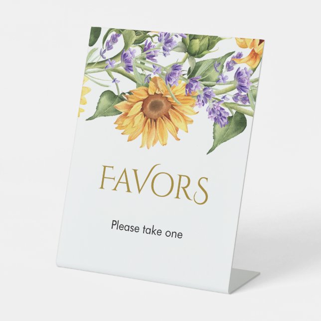 Signe De Table Tournesols rustiques & Mariage Lavander (Recto)
