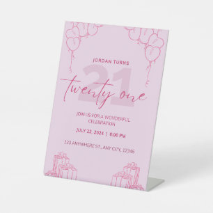 Signe De Table Tous les Pedestal d'Anniversaire Rose