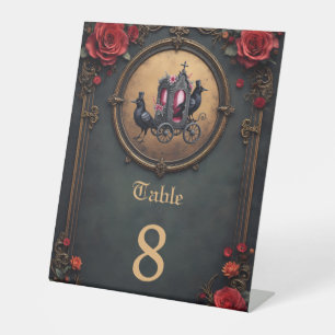 Signe De Table Transport gothique avec Ravens et Rose.