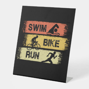 Signe De Table Triathlon - Course à vélo de natation