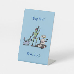 Signe De Table Trio de robots mignons et heureux dessin animé