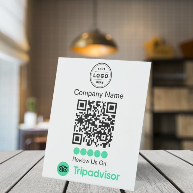 Signe De Table TripAdvisor Revoir la demande Pedestal avec code Q (TripAdvisor Review Request)