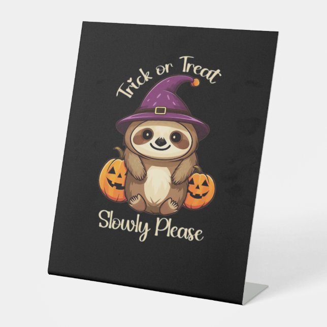 Signe De Table Trop Lazy pour faire peur mignon Halloween Sloth C (Recto)