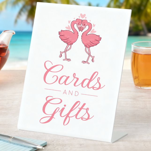 Signe De Table Tropical Beach Pink Flamingo Cards & Gifts Wedding (Créateur téléchargé)
